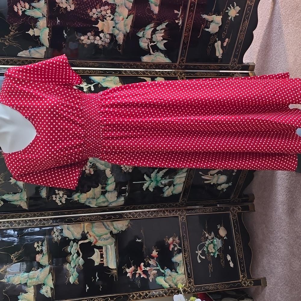 New Red and White V-Neck Flutter Sleeve Midi Sundress